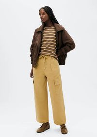 Foto do produto Calça Feminina Barrel Cintura Média De Sarja