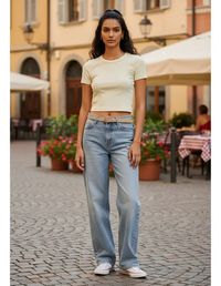 Foto do produto Blusa Básica Feminina Cropped Em Ribana Canelada