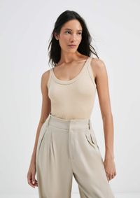 Foto do produto Blusa Regata Básica Feminina Modelagem Slim Em Ribana