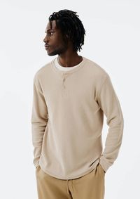 Foto do produto Camiseta Masculina Henley Texturizada