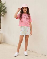 Foto do produto Conjunto Manga Curta Menina Em Tecido Com Shorts