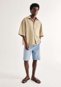 Foto do produto Bermuda Jeans Masculina Reta Com Elastano