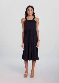 Foto do produto Vestido Midi Decote Reto Com Franzidos