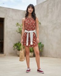 Foto do produto Vestido Curto Em Tecido De Viscose Sarjada Estampado
