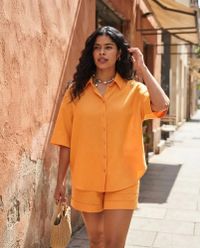 Foto do produto Camisa Feminina Manga Curta Em Linho