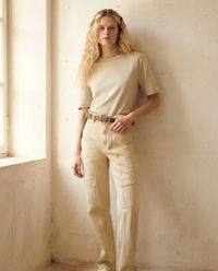 Foto do produto Calça De Sarja Feminina Cargo Reta Cintura Média