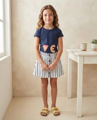 Foto do produto Shorts-saia Infantil Listrado Em Algodão