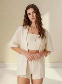 Foto do produto Kimono Feminino Texturizado Em Malha Eco