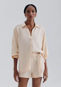 Foto do produto Camisa Feminina Manga Longa Bufante Com Linho