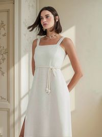 Foto do produto Vestido Midi Com Fenda Em Viscolinho