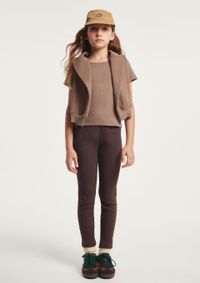 Foto do produto Calça Legging Infantil Menina Em Ribana Canelada Marrom