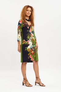 Vestido viscose com bolso floral listral