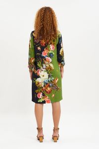 Vestido viscose com bolso floral listral