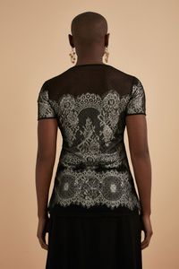 Blusa Renda E Tule C/Aplicação Rosa