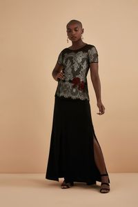 Blusa Renda E Tule C/Aplicação Rosa