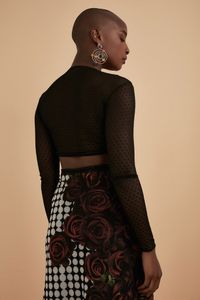 Blusa Bolero Tule Poá Preto