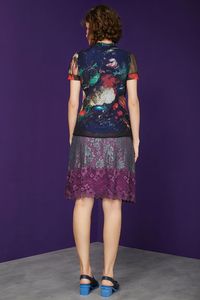 Blusa Tule Gravatinha Floral Xadrez