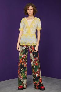 Blusa Tule Sobreposição Renda Amarela