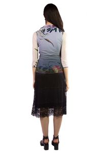 Blusa Tule Transpassada Gola Padre Rosas