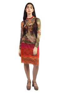 Blusa tule segunda pele manga longa Estampa Arcimboldo