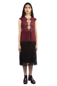Blusa Vinho E Rosa Sobreposição Rendas