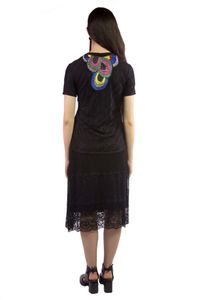 Blusa Renda Preta Aplique Costas