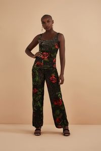 Calça Pantalona Rosas Galáxia