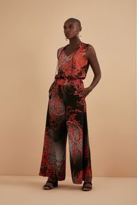 Calça Pantalona Floresta Vermelha Listras