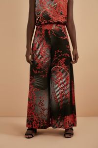 Calça Pantalona Floresta Vermelha Listras