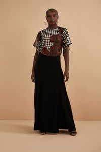 Saia Longa Tecido Plano Preto