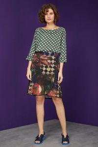 Saia Tule Transpassada Floral Xadrez