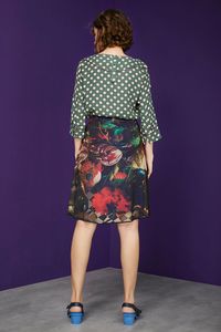 Saia Tule Transpassada Floral Xadrez