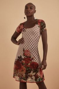 Vestido Tule Rosas Antigas