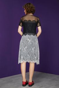 Vestido Renda Decote C/ Tule Liso