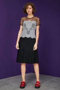 Vestido Renda Decote Tule C/Bordado