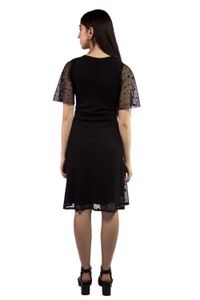 Vestido Gola Padre Preto Detalhe Águia