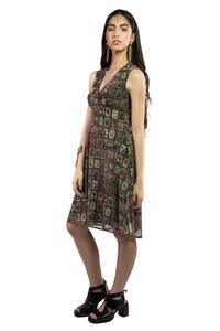 Vestido Tule Decote V S/Manga Transpassado