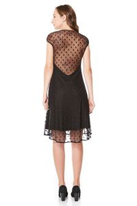 Vestido Tule Preto Aplique Dourado Costas
