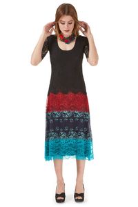 Vestido Mix Renda Decote Redondo