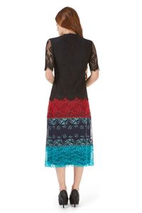Vestido Mix Renda Decote Redondo