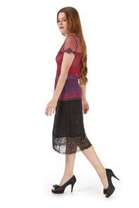 Blusa renda e tule c/ aplicação vinho