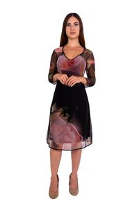 Vestido Tule Rosas com Gotas