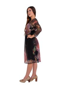 Vestido Tule Rosas com Gotas