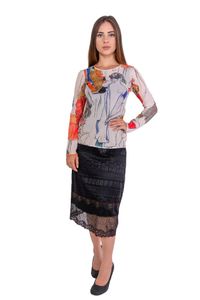 Blusa tule segunda pele manga longa Mulheres Egon Schile Coloridas