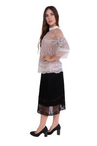 Blusa Mix Renda e Tule com Friso