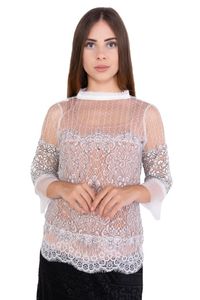 Blusa Mix Renda e Tule com Friso
