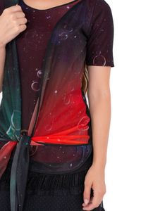 Blusa Tule Galaxia Colorida  C/ Ponta na Frente