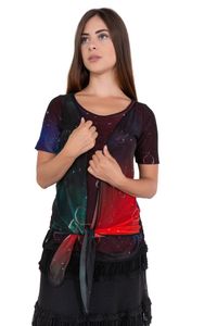 Blusa Tule Galaxia Colorida  C/ Ponta na Frente