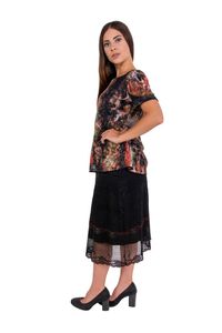 Blusa Tule Jan Brueghel  Decote Canoa