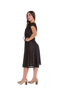 Vestido Tule Geométrico c/Bordado no Decote